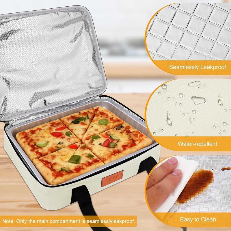BBV Insulated Casserole Carrier for Hot or Cold Food, Food Warmer Bag Fits 9"x13" Baking Dish, Durable Nylon Leak Proof Food Containers for Travel, Potluck, Parties, Picnic, Cookouts (Beige) - Image 4